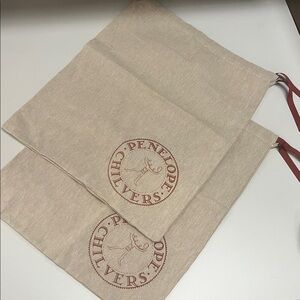 Penelope Chilvers Tan Dust Bags with Brick Red Accents